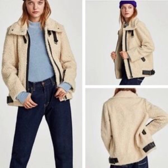 ❌SOLD❌Zara | Teddy And Faux Leather Zipper Jacket - Picture 10 of 13
